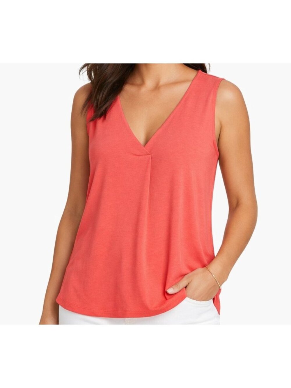 Tommy Bahama Coral Sleeveless V Neck Casual Tank Top XL Luxe Tencel Modal Blend